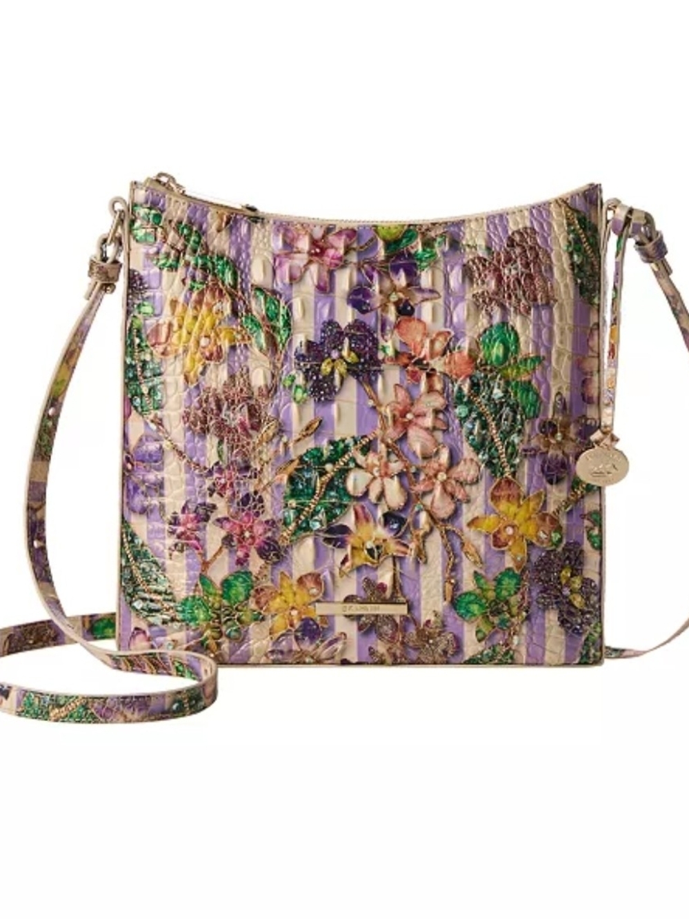 Brahmin Lavender Multi Floral Embossed Crossbody